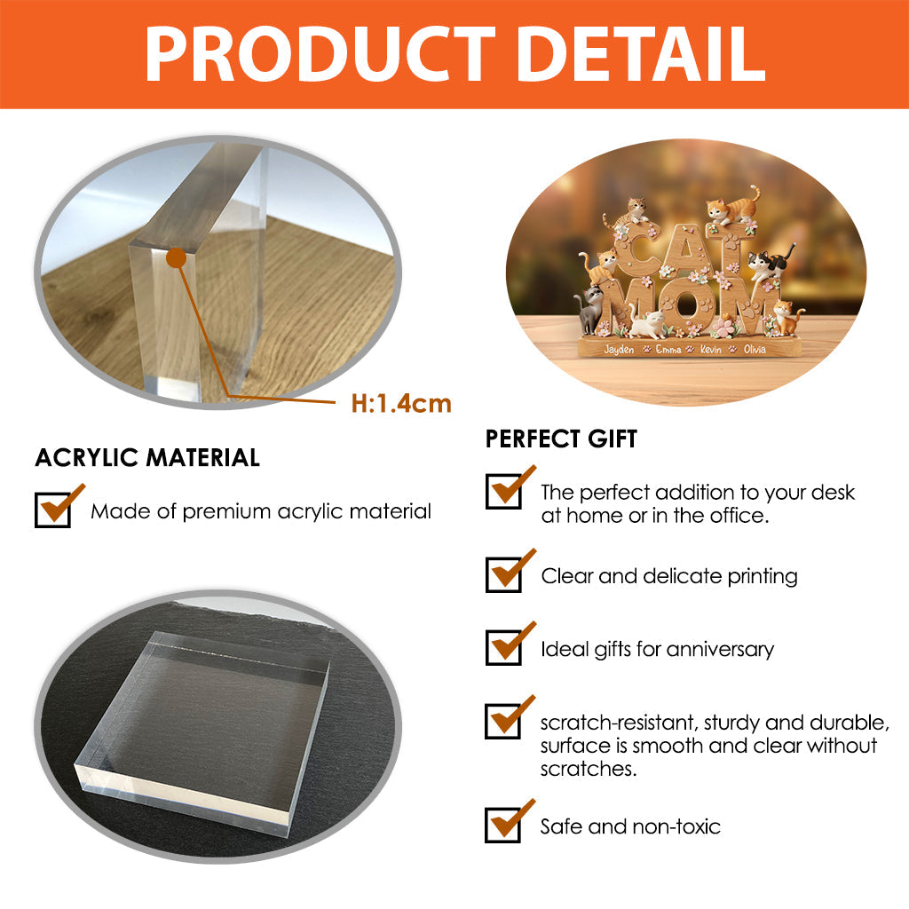 Love Cats - Personalized Cat Custom Shaped Acrylic Plaque