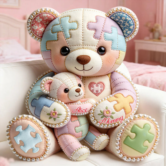 Maman d'un enfant autiste - Coussin en fausse fourrure premium personnalisé pour la sensibilisation à l'autisme