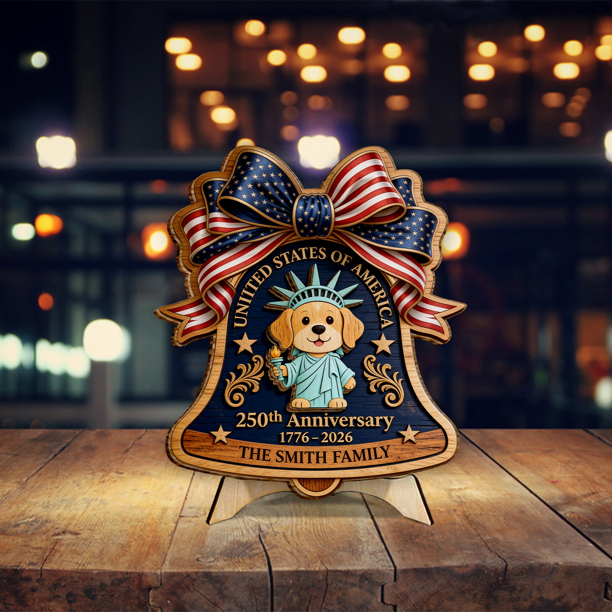 Statue de la Liberté pour Animaux - Panneau en Bois Personnalisé à 2 Couches