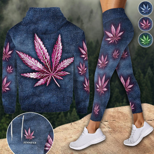 Stoner Chick - Sweat à capuche et legging personnalisés sur le thème du cannabis