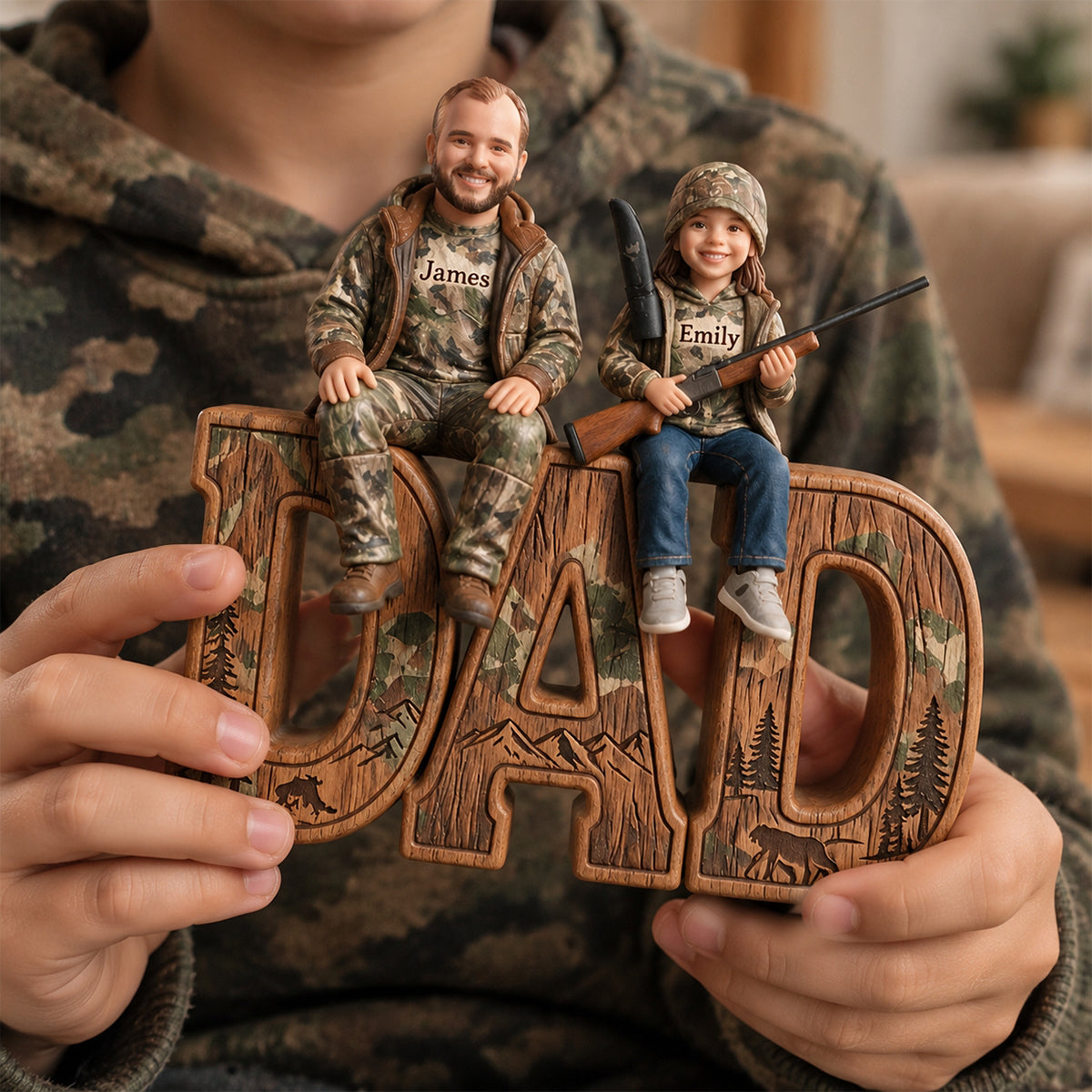 Hunting Dad - Personalized Hunting Custom Shaped Wood Plaque