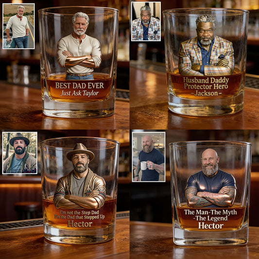 Notre Roche, Notre Héros - Verre à Whisky pour la Fête des Pères - Verre à Whisky Personnalisé