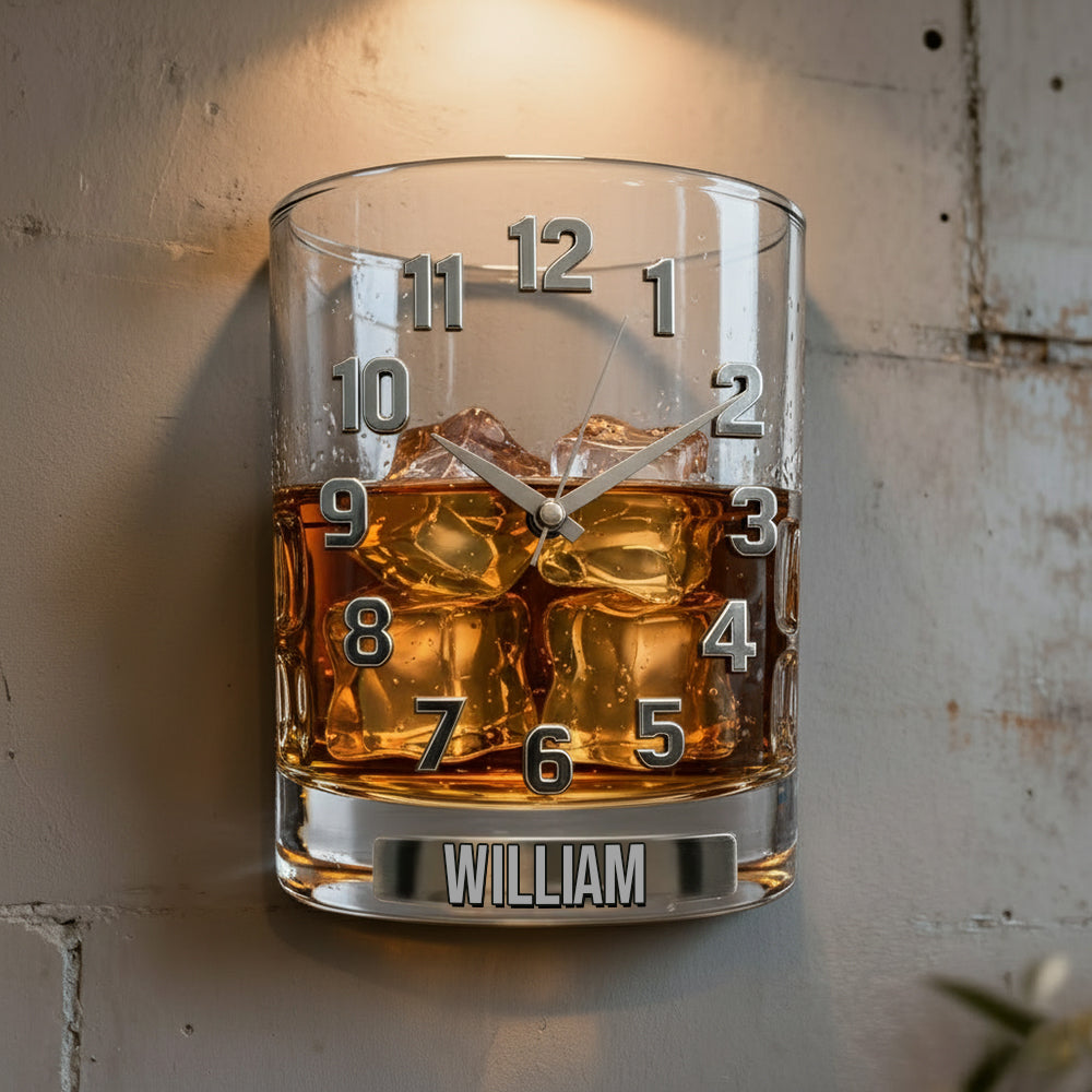 L'heure du whisky - Horloge murale lumineuse LED personnalisée sur le thème du whisky