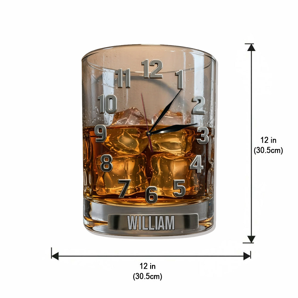 L'heure du whisky - Horloge murale lumineuse LED personnalisée sur le thème du whisky
