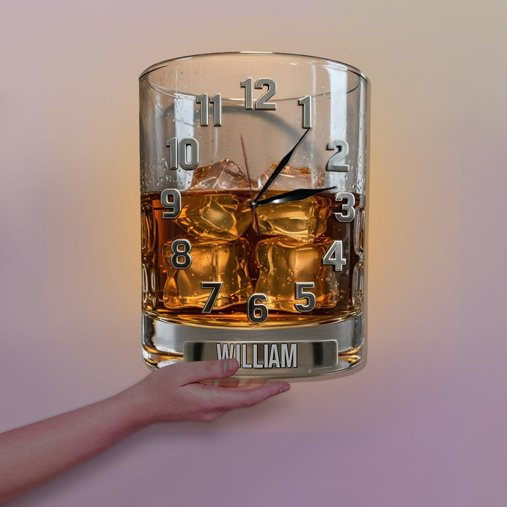 L'heure du whisky - Horloge murale lumineuse LED personnalisée sur le thème du whisky