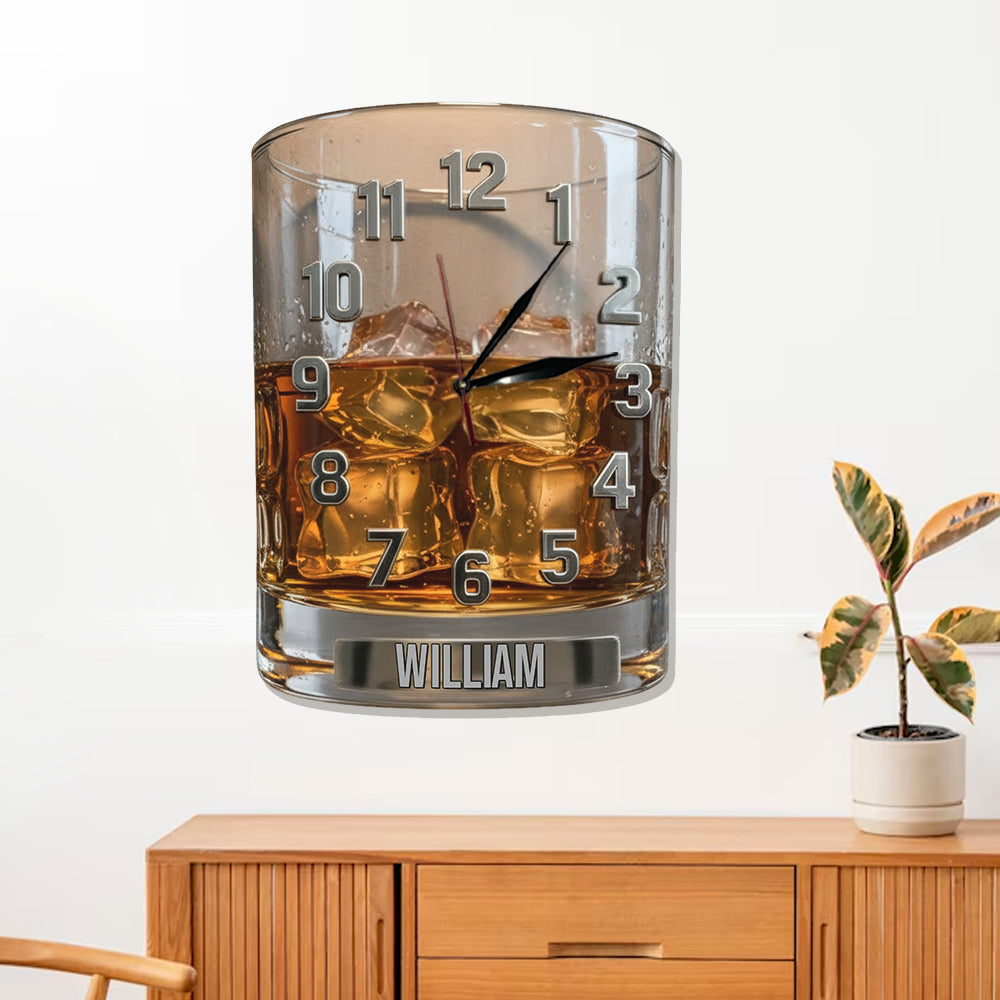 L'heure du whisky - Horloge murale lumineuse LED personnalisée sur le thème du whisky
