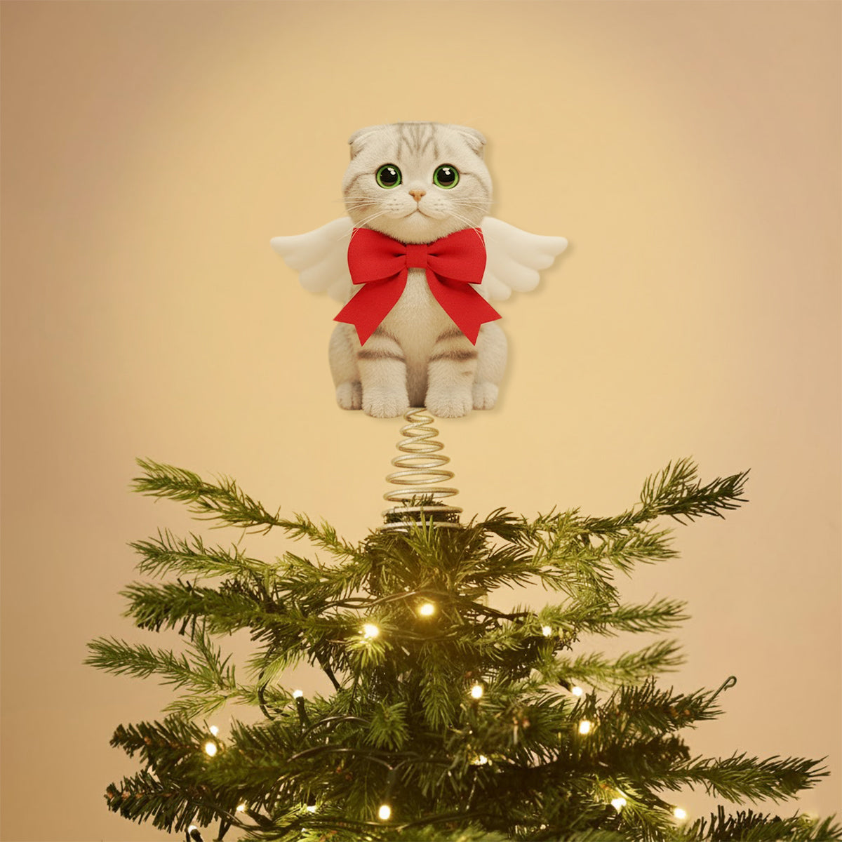 Joyeux Noël - Décoration de sapin lumineuse LED personnalisée en forme de chat