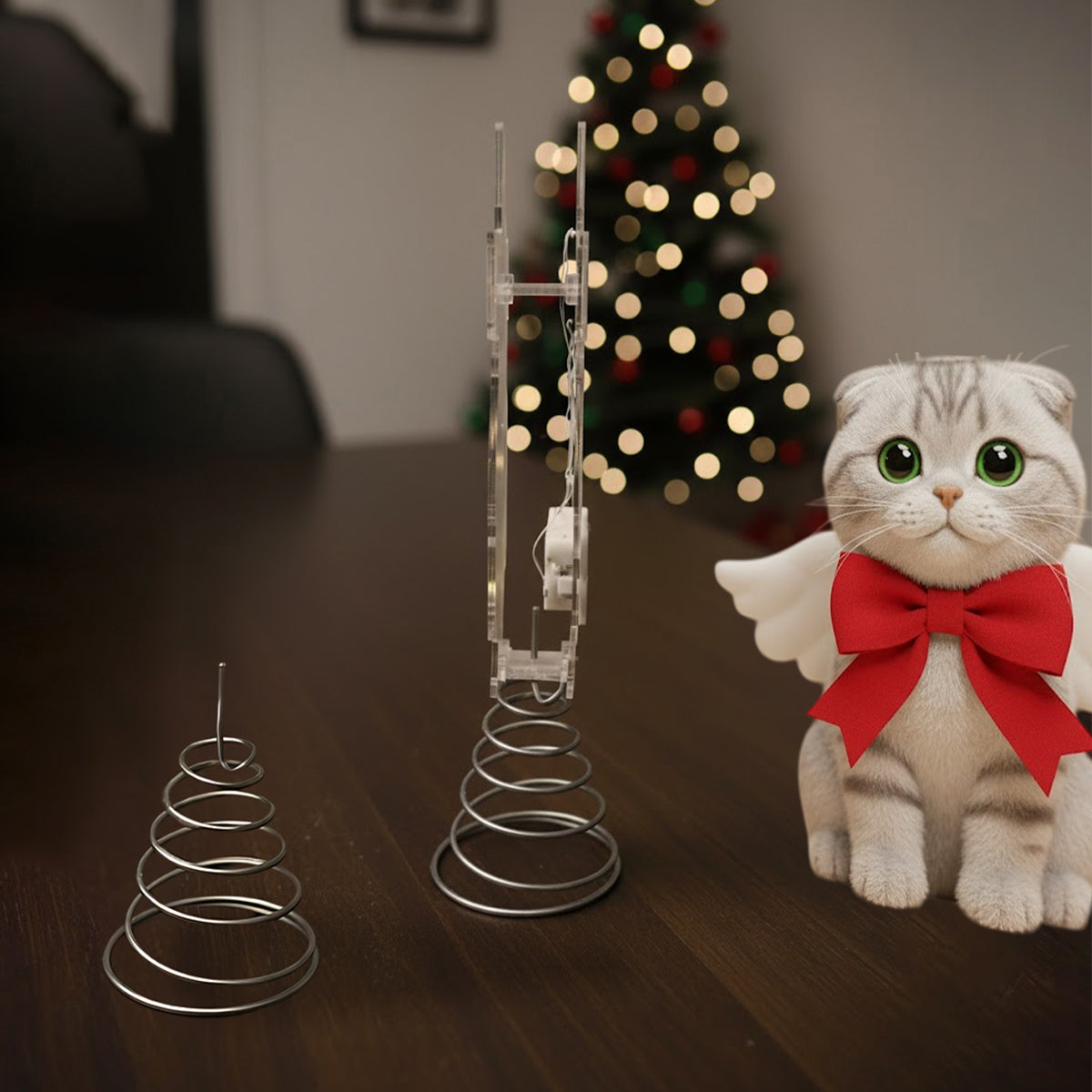 Joyeux Noël - Décoration de sapin lumineuse LED personnalisée en forme de chat