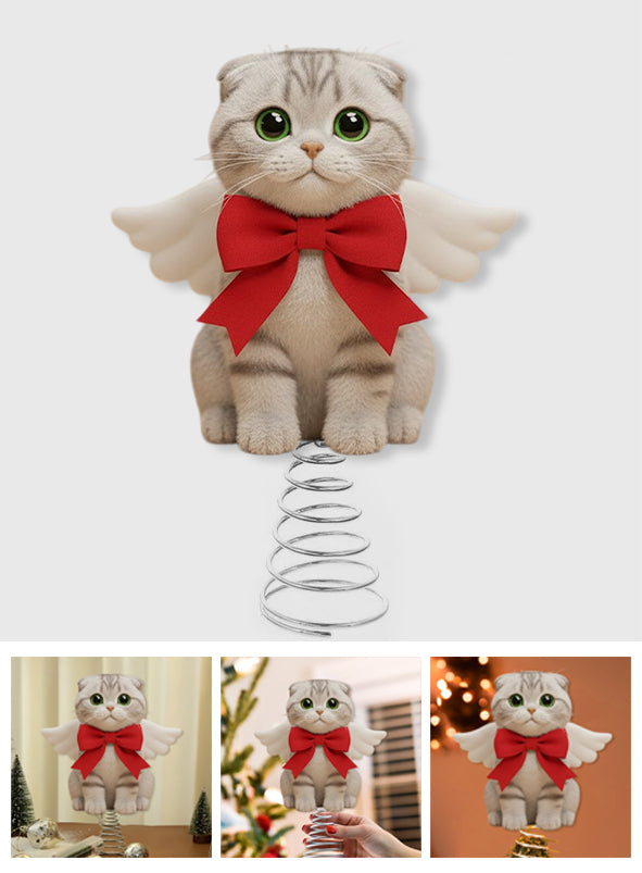 Joyeux Noël - Décoration de sapin lumineuse LED personnalisée en forme de chat