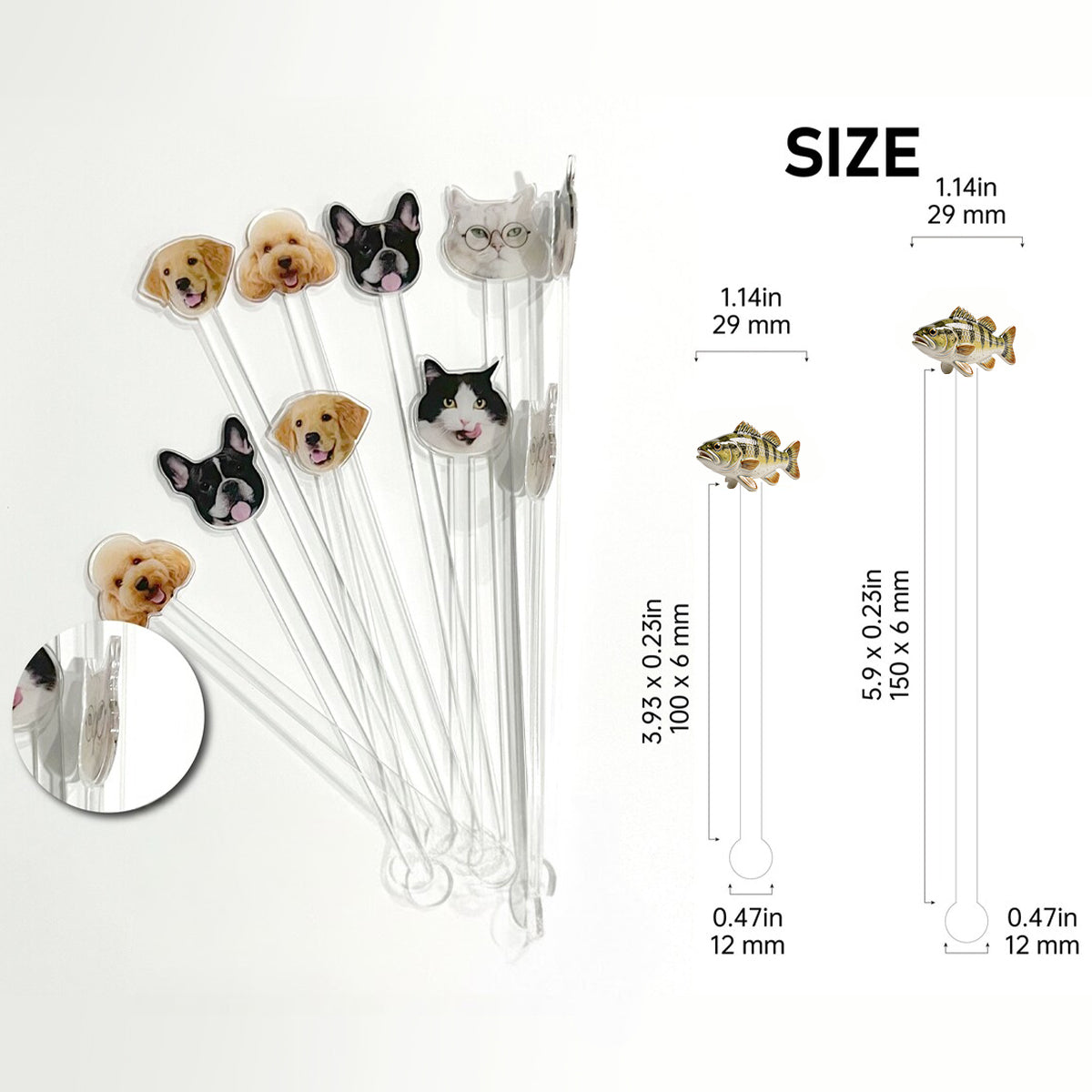 Mug décoratif personnalisé « Amoureux de la pêche » avec agitateurs en acrylique