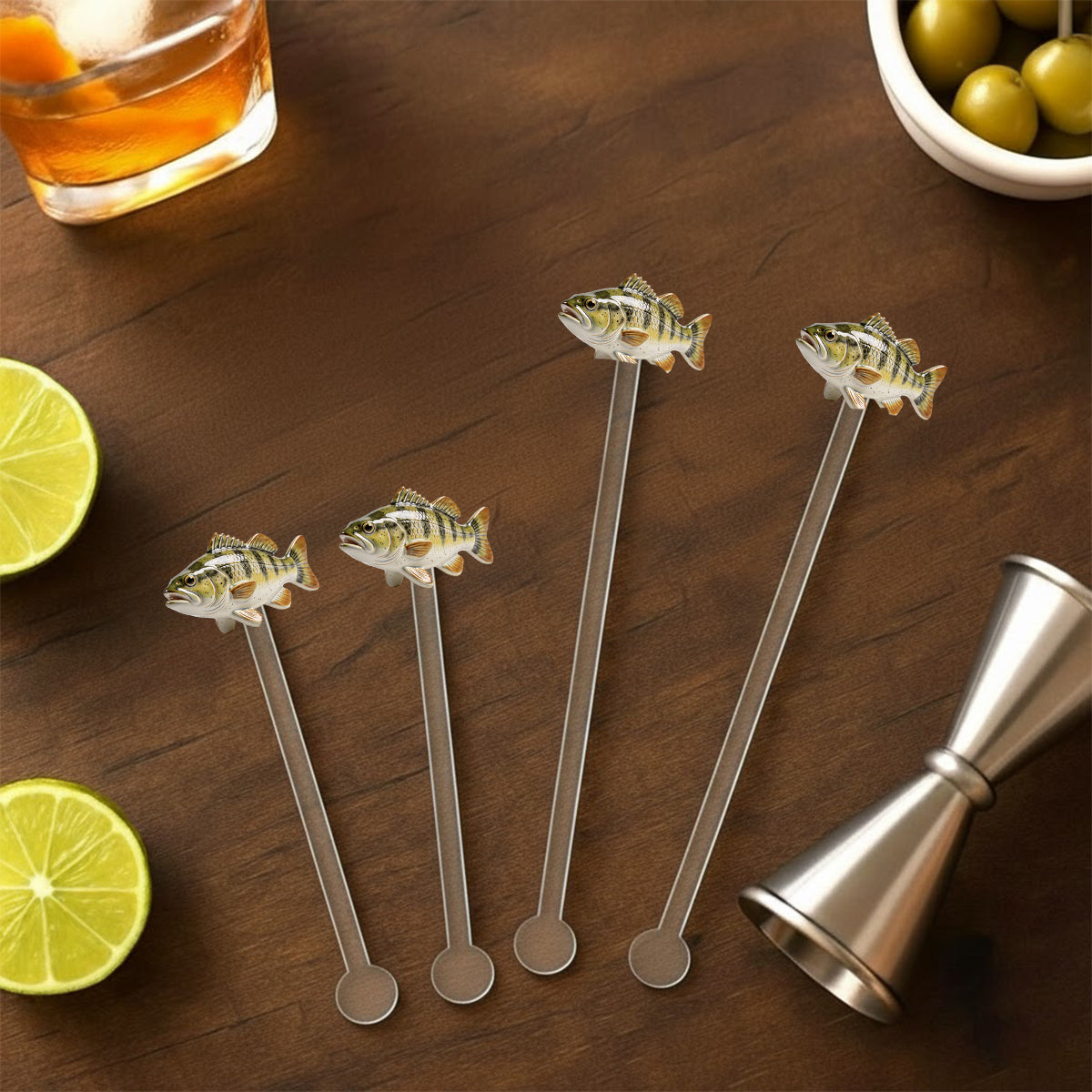 Mug décoratif personnalisé « Amoureux de la pêche » avec agitateurs en acrylique