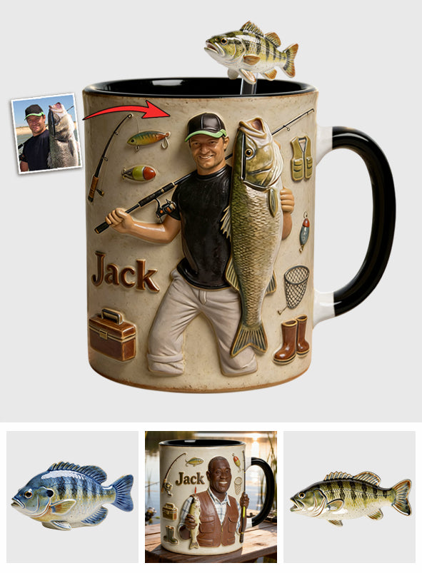 Mug décoratif personnalisé « Amoureux de la pêche » avec agitateurs en acrylique