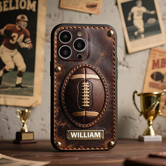 Étui de téléphone en cuir personnalisé pour les jours de match - Football