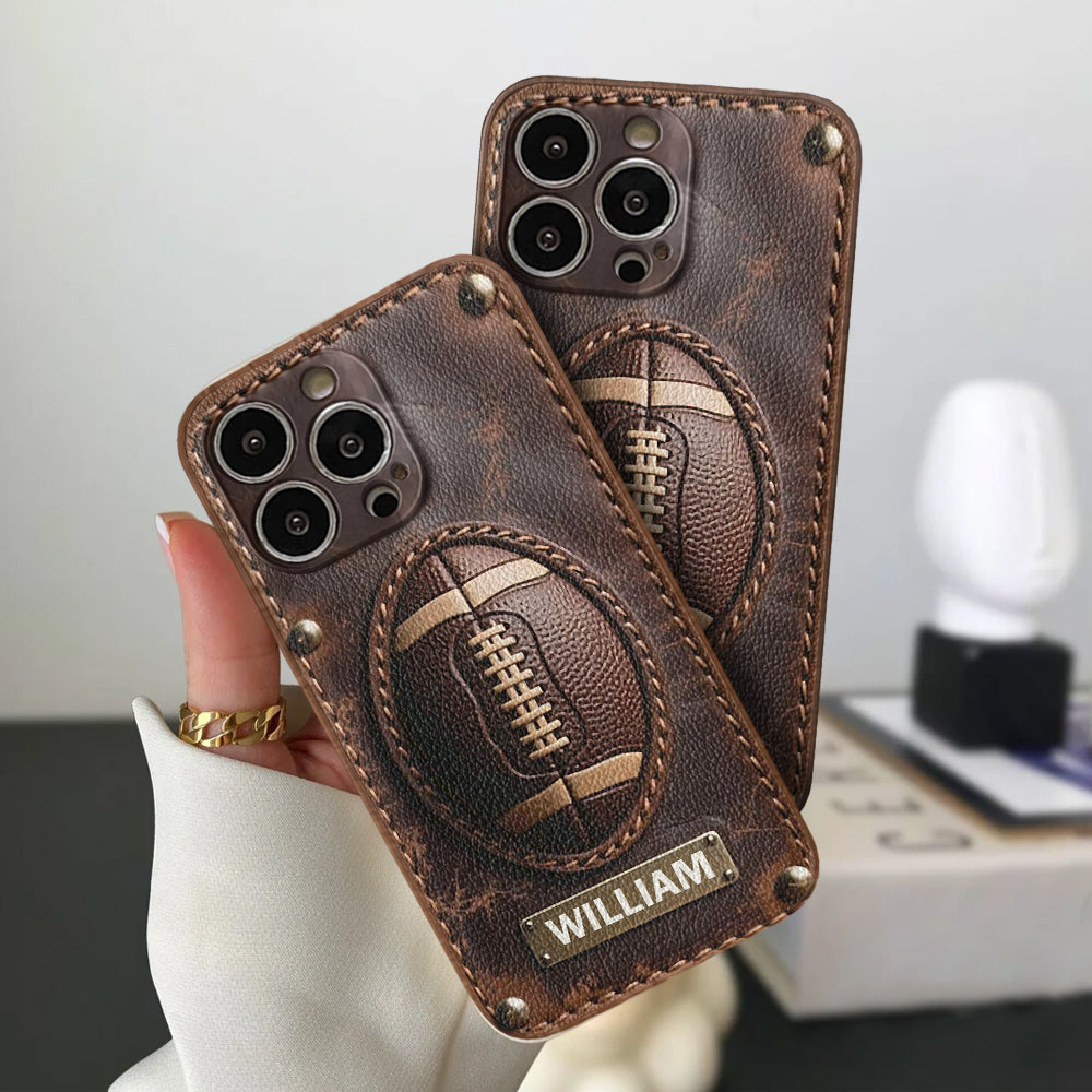 Étui de téléphone en cuir personnalisé pour les jours de match - Football
