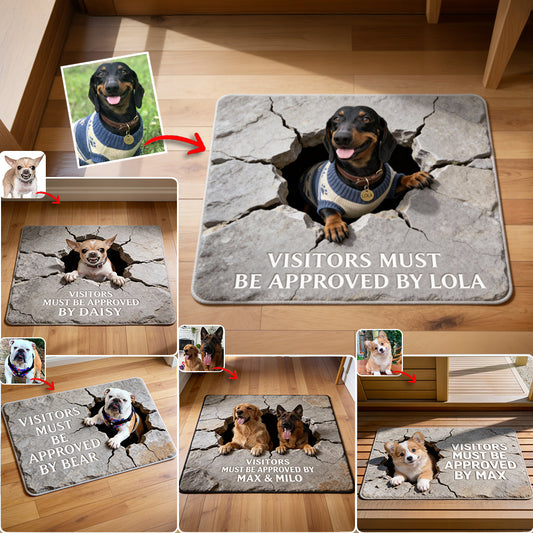 Visites autorisées - Paillasson/tapis de porte personnalisé en forme de chien