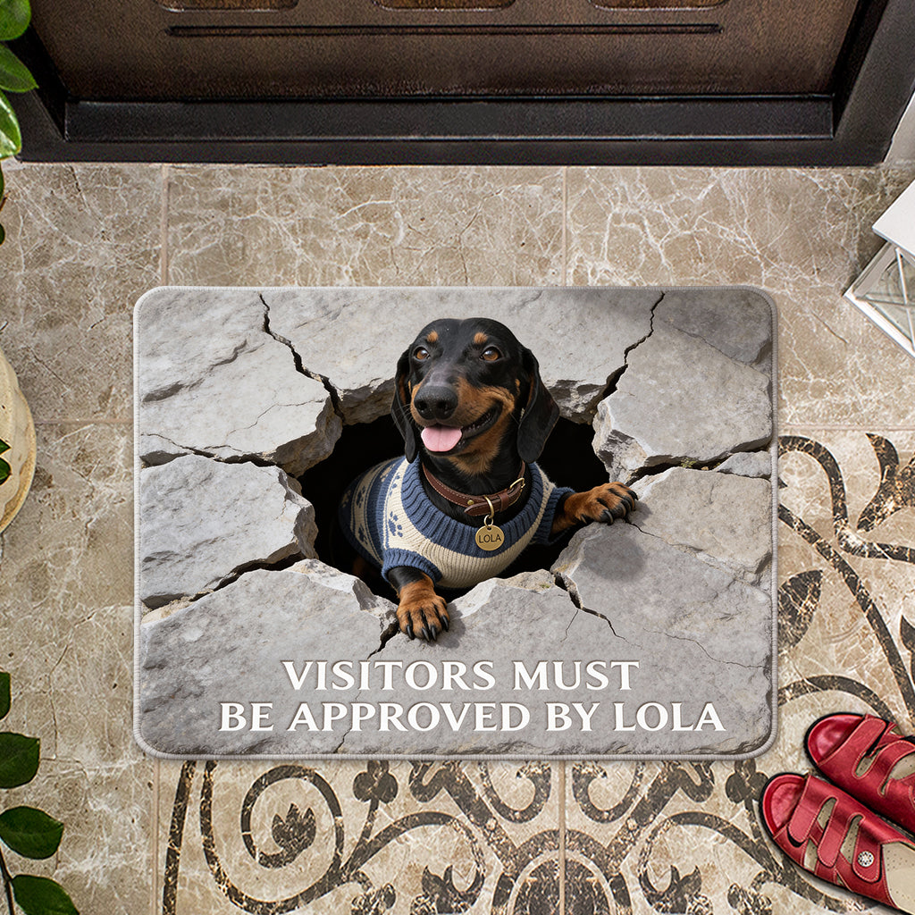 Visitors Must Be Approved - Personalized Dog Shaped Doormat/ Rug