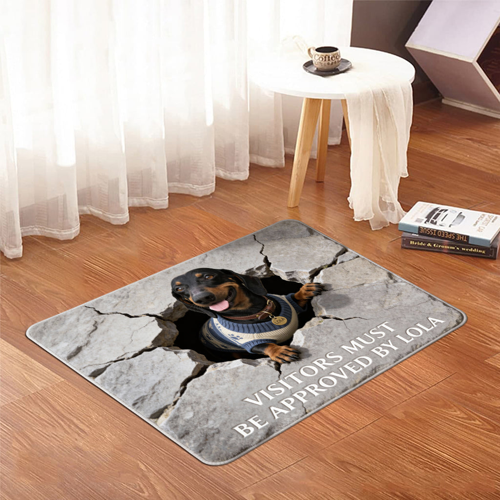 Visitors Must Be Approved - Personalized Dog Shaped Doormat/ Rug