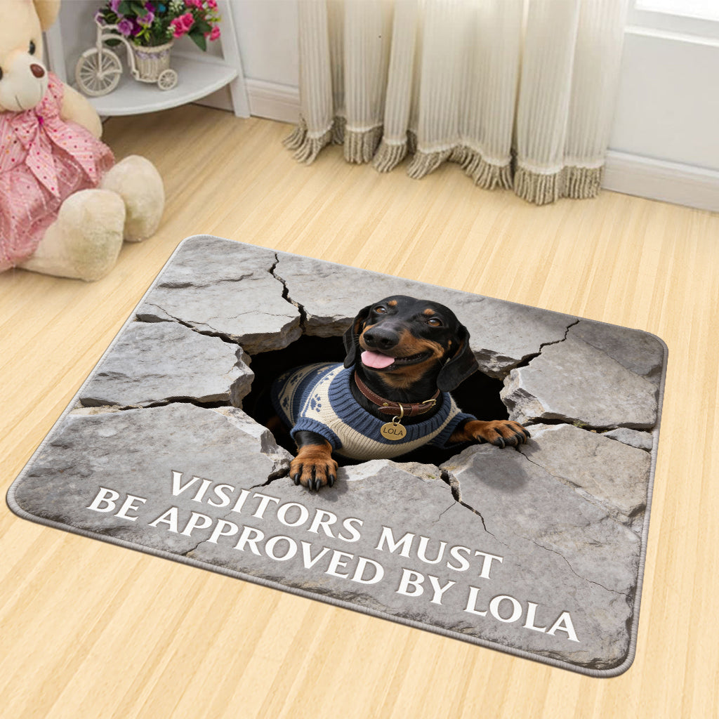 Visitors Must Be Approved - Personalized Dog Shaped Doormat/ Rug