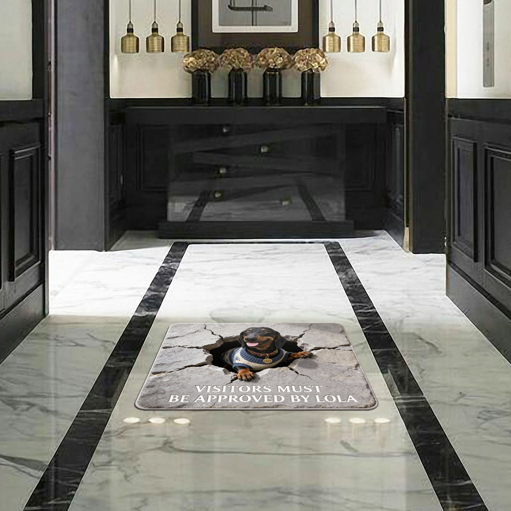 Visitors Must Be Approved - Personalized Dog Shaped Doormat/ Rug