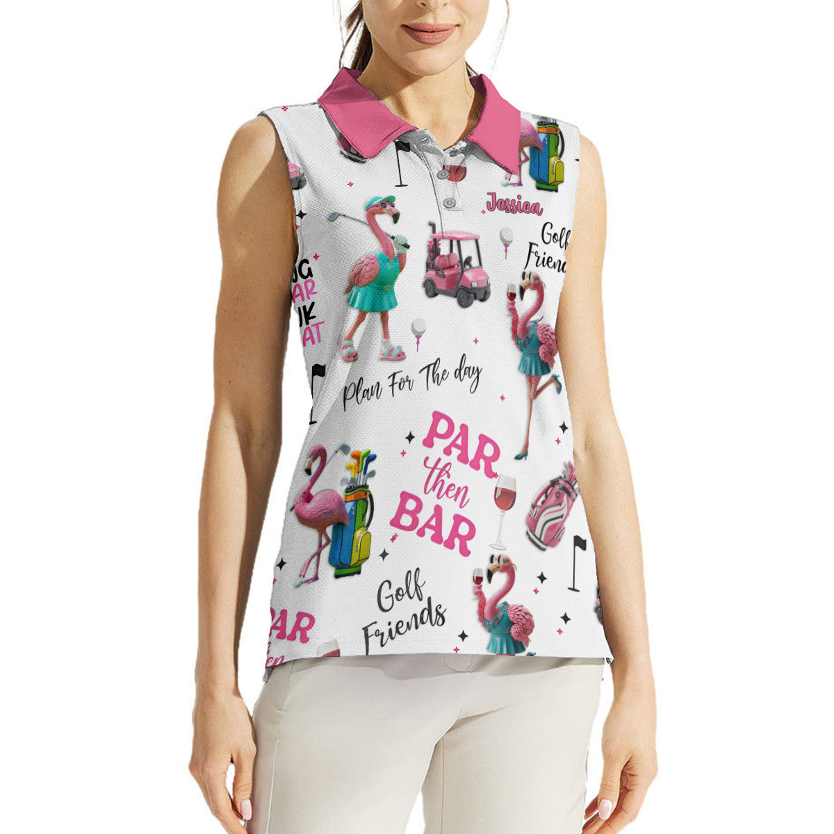 Par Then Bar - Polo de golf sans manches personnalisé