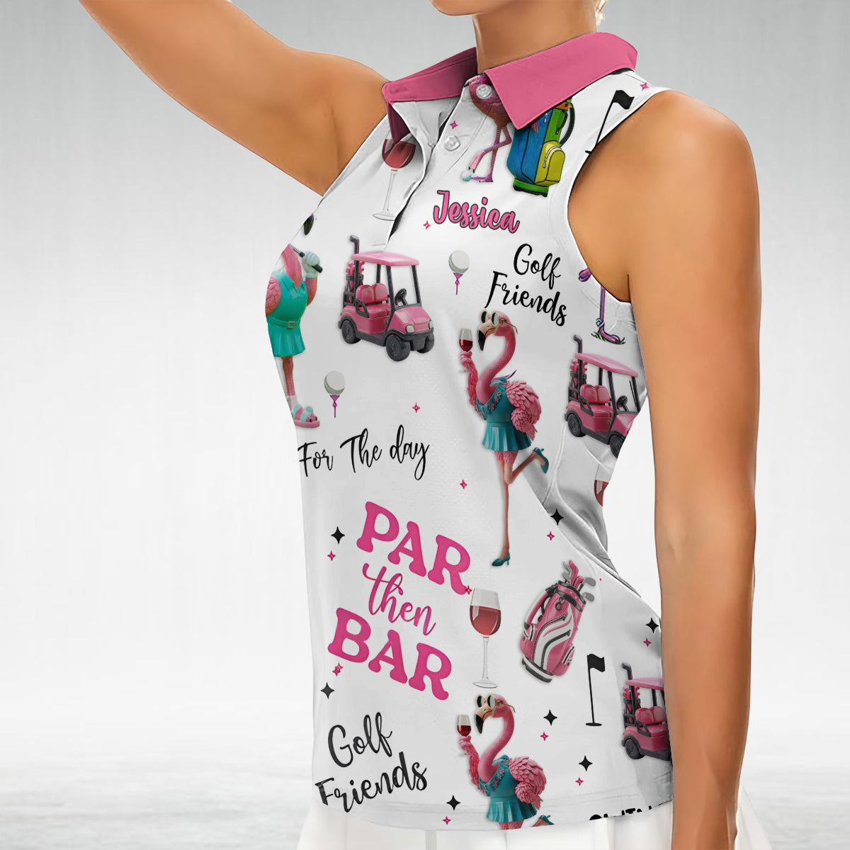 Par Then Bar - Polo de golf sans manches personnalisé