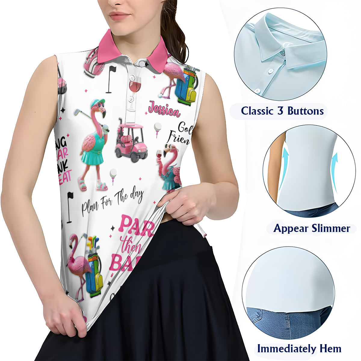 Par Then Bar - Polo de golf sans manches personnalisé