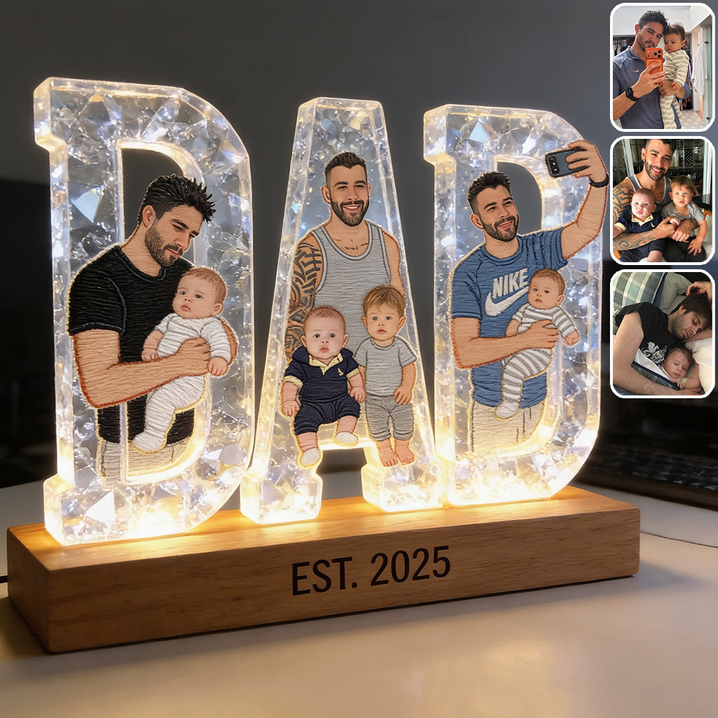 Meilleur Papa - Lampe de Nuit LED Personnalisée en Forme de Père