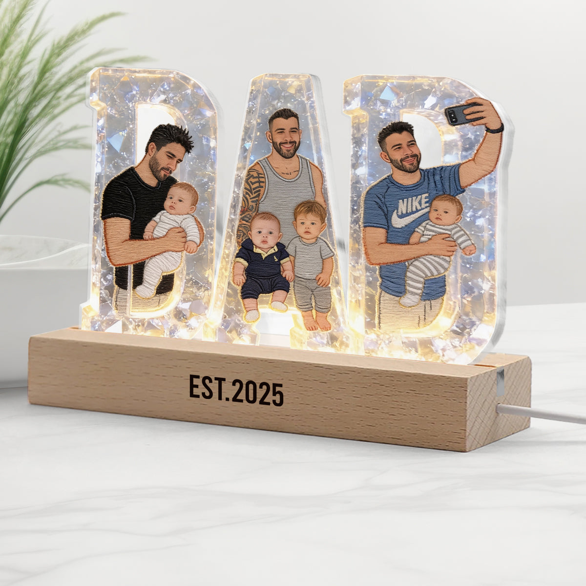 Meilleur Papa - Lampe de Nuit LED Personnalisée en Forme de Père