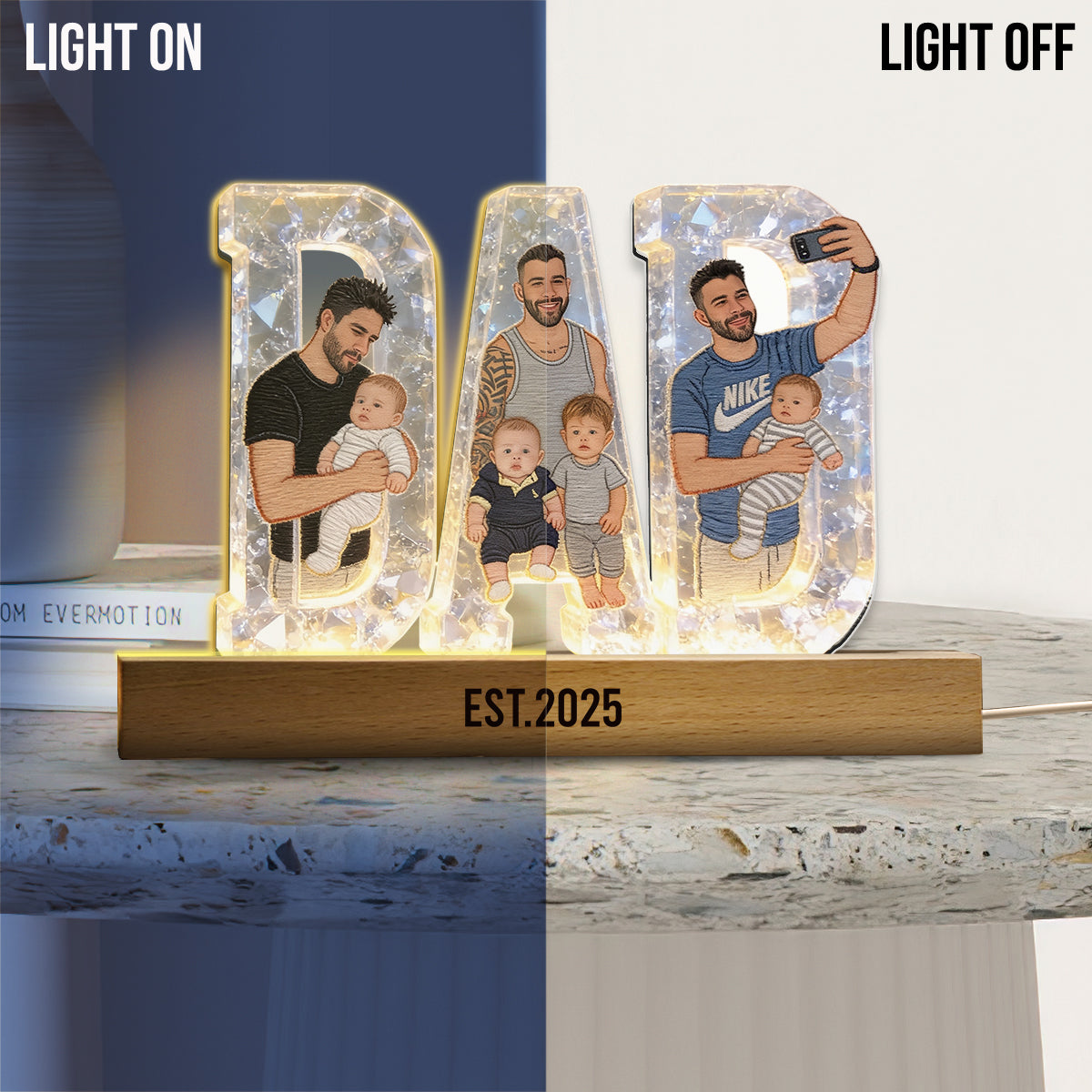 Meilleur Papa - Lampe de Nuit LED Personnalisée en Forme de Père
