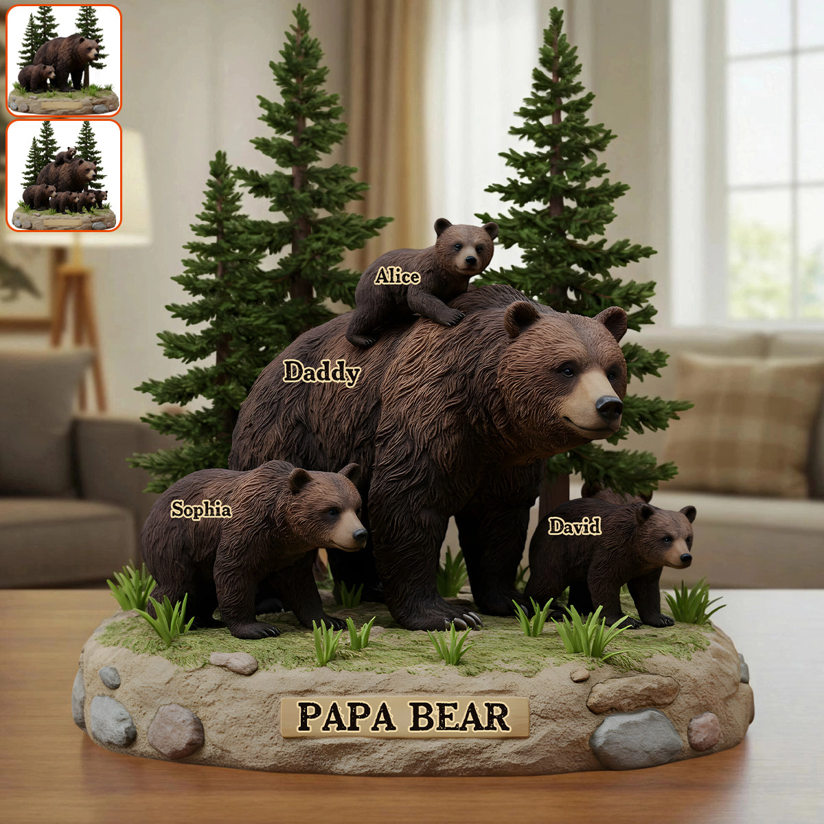 Papa Ours - Plaque acrylique personnalisée pour père, en forme de pièce.