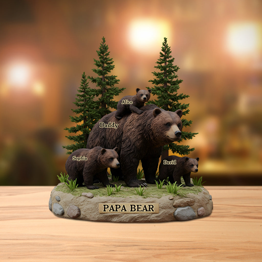 Papa Ours - Plaque acrylique personnalisée pour père, en forme de pièce.