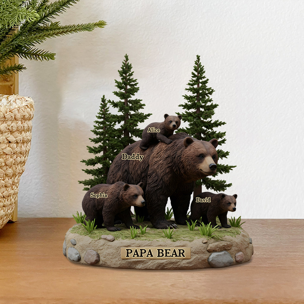 Papa Ours - Plaque acrylique personnalisée pour père, en forme de pièce.