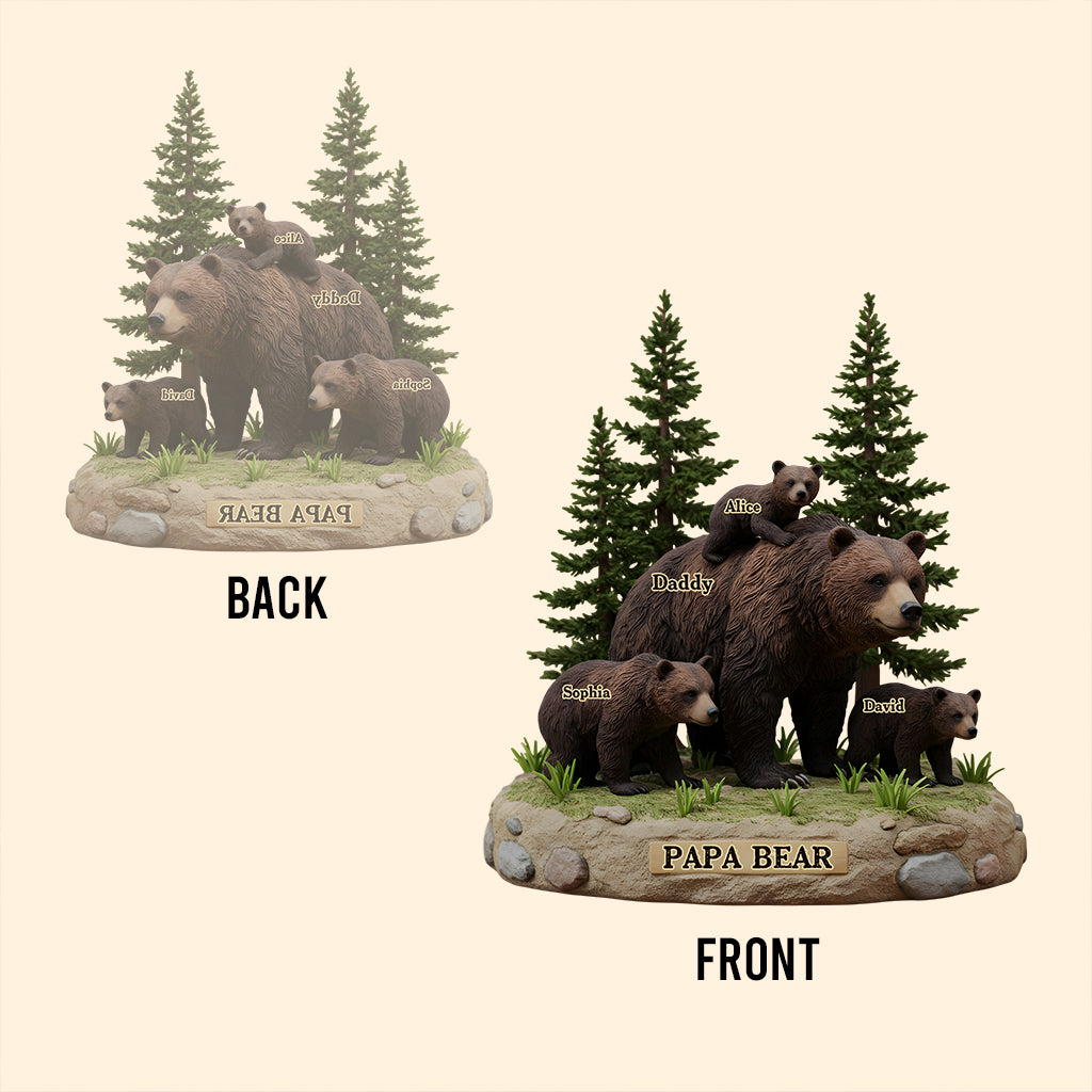 Papa Ours - Plaque acrylique personnalisée pour père, en forme de pièce.