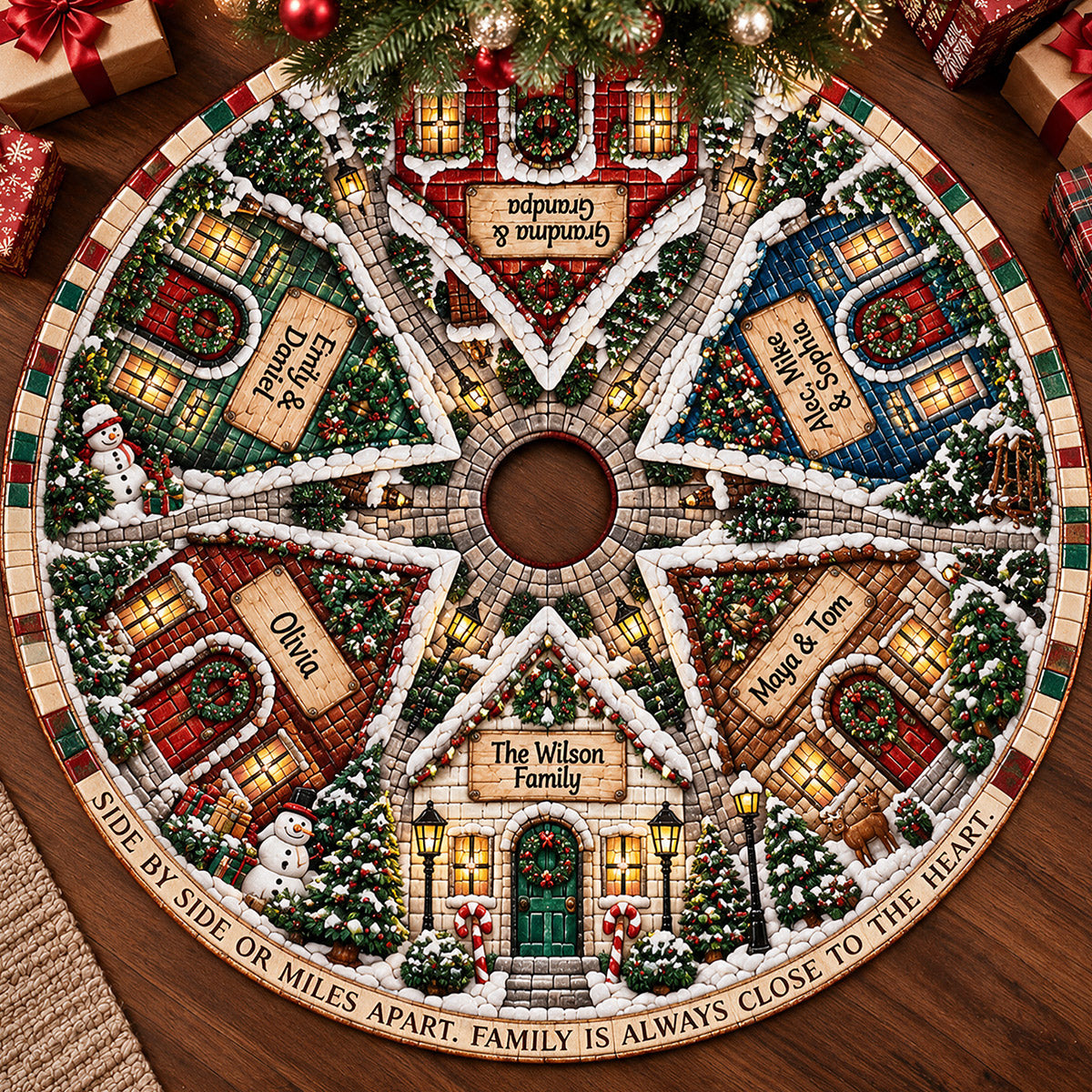 Side By Side Or Miles Apart, Family Is Always Close To The Heart - Personalized Family Tree Skirt