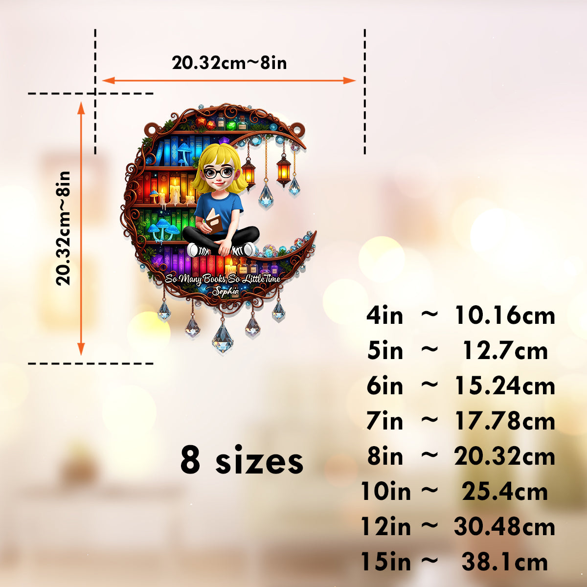 Juste un chapitre de plus - Attrape-soleil personnalisé à suspendre à la fenêtre, en forme de livre