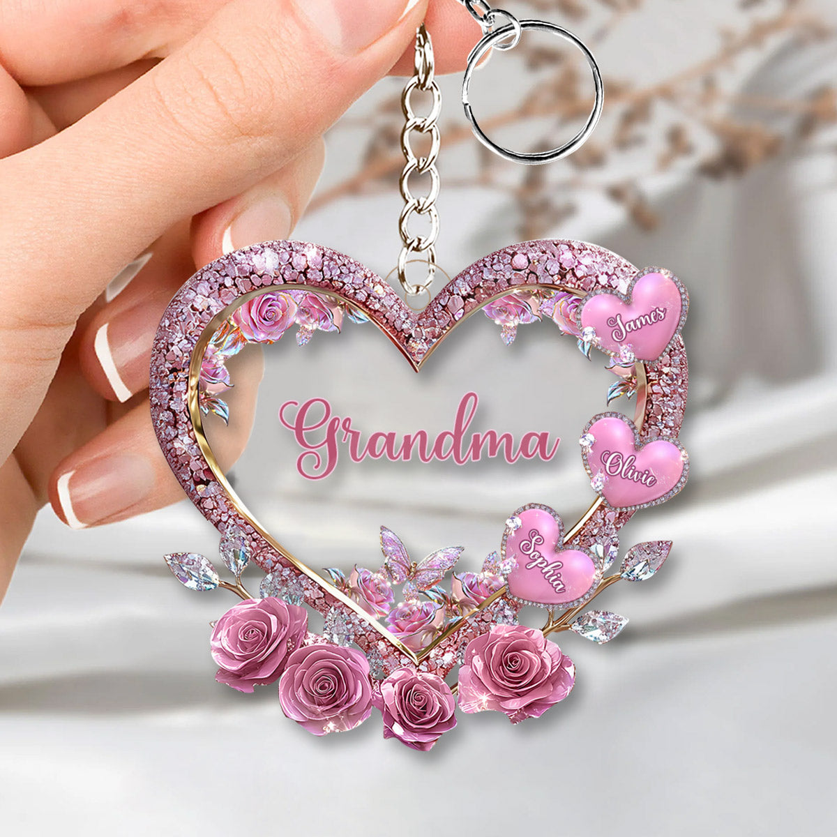 Grandma's Mom's Sweethearts - Personalized Grandma Custom Shaped Keychain