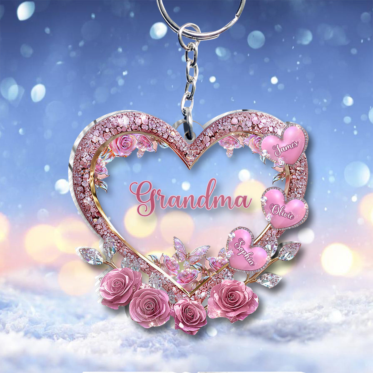 Grandma's Mom's Sweethearts - Personalized Grandma Custom Shaped Keychain