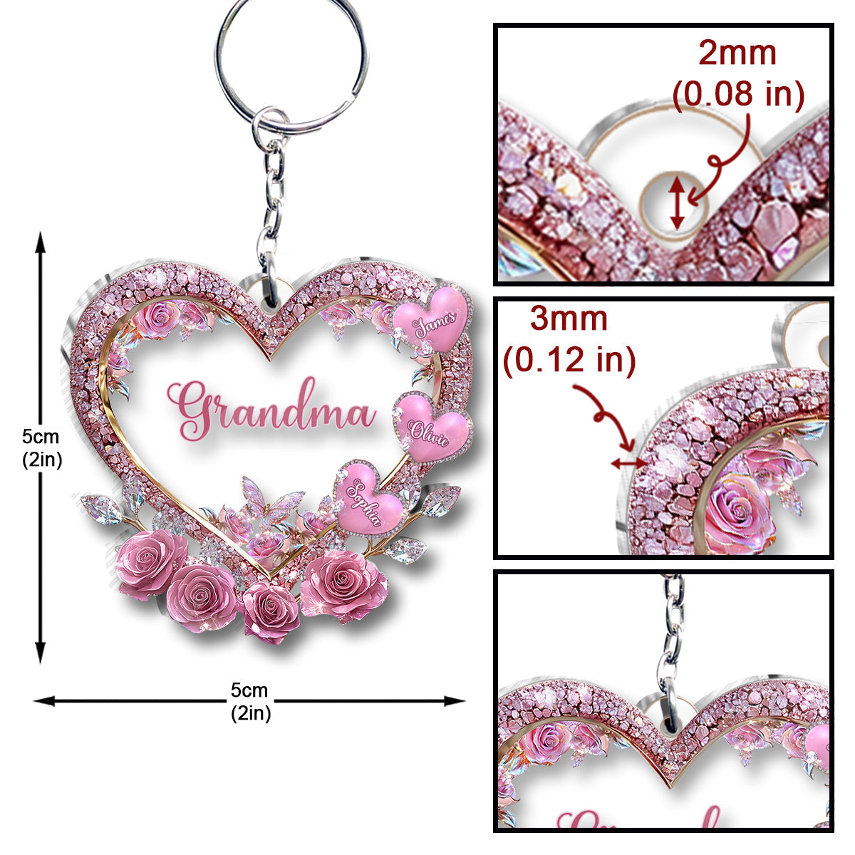 Grandma's Mom's Sweethearts - Personalized Grandma Custom Shaped Keychain