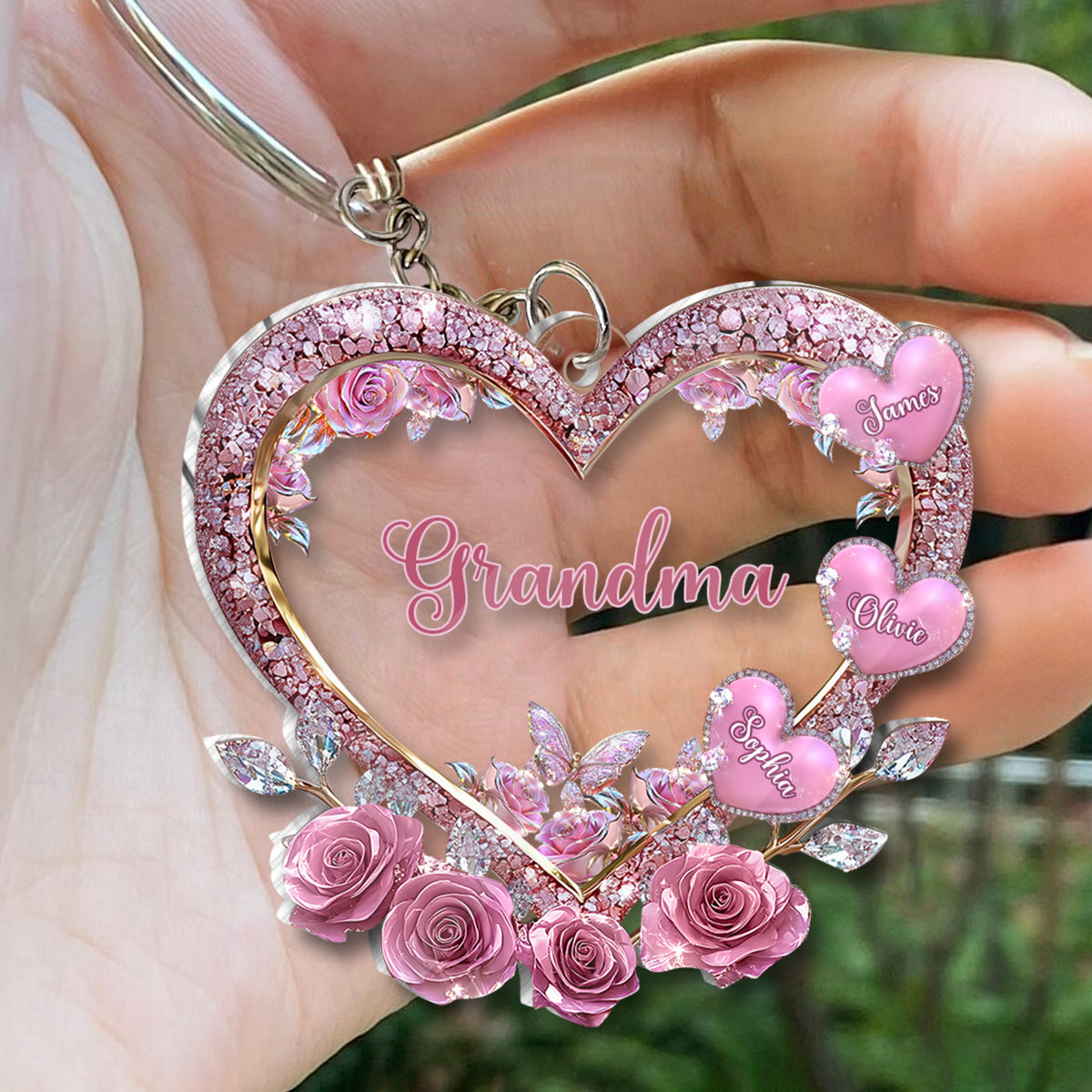 Grandma's Mom's Sweethearts - Personalized Grandma Custom Shaped Keychain