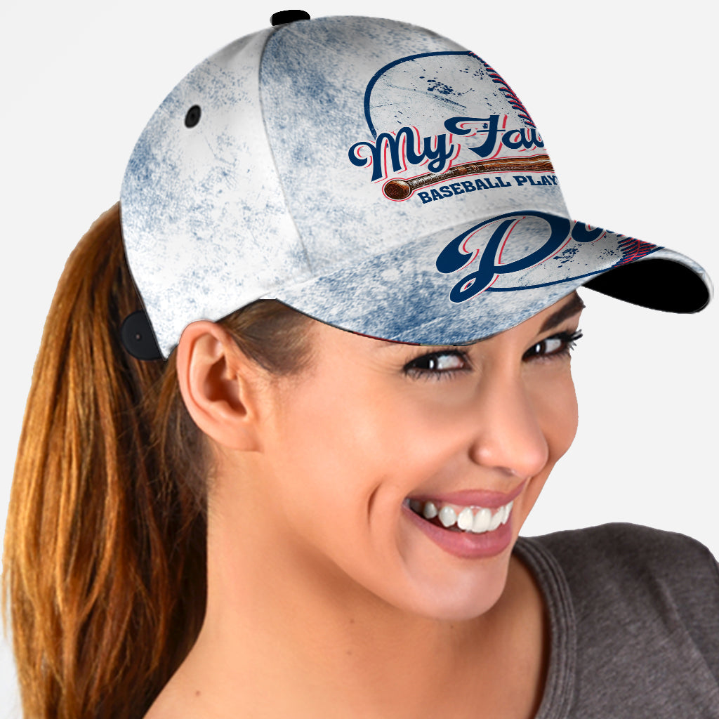 Casquette de baseball classique personnalisée « Papa fier de son joueur préféré »