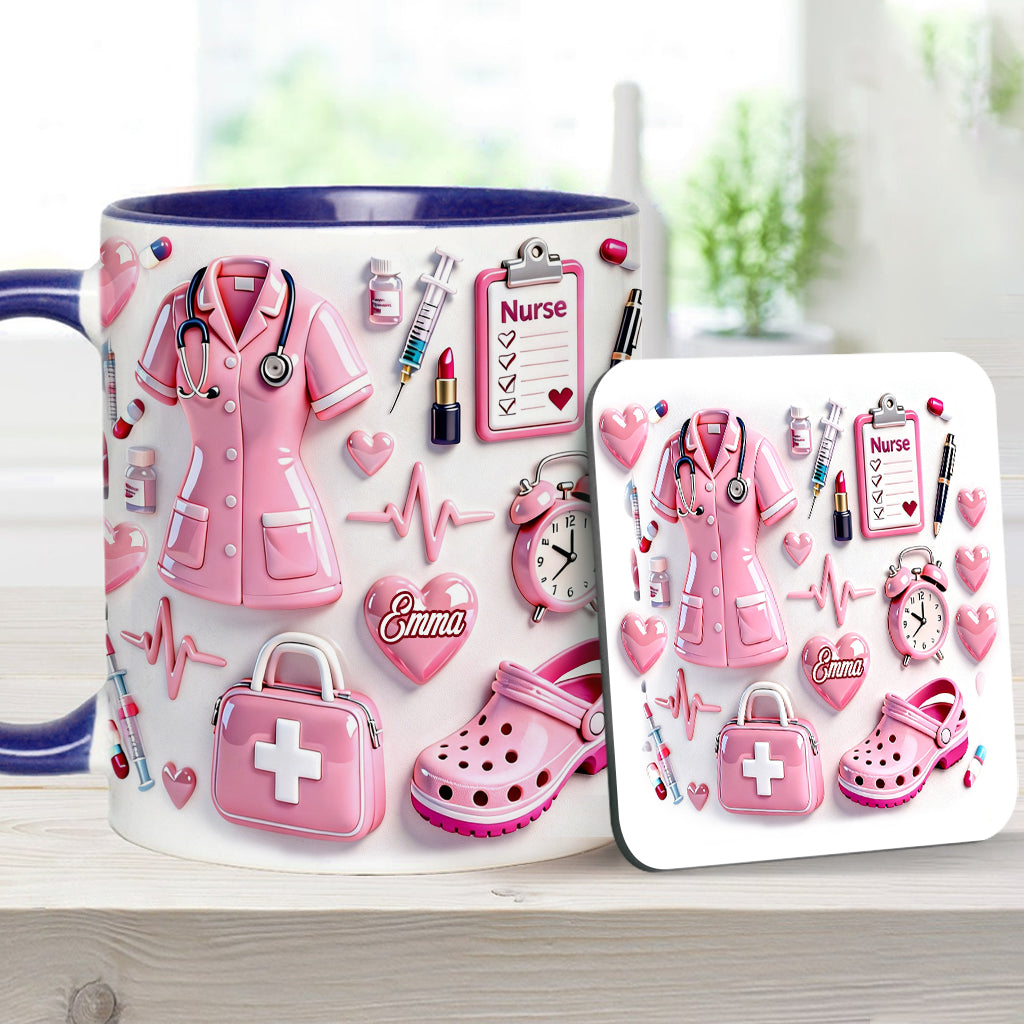 Vie d'infirmière - Mug et sous-verre personnalisés « Infirmière »