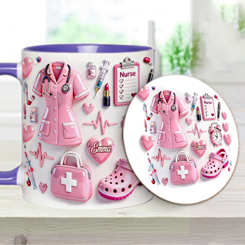 Vie d'infirmière - Mug et sous-verre personnalisés « Infirmière »