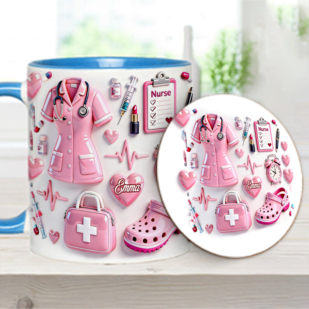Vie d'infirmière - Mug et sous-verre personnalisés « Infirmière »