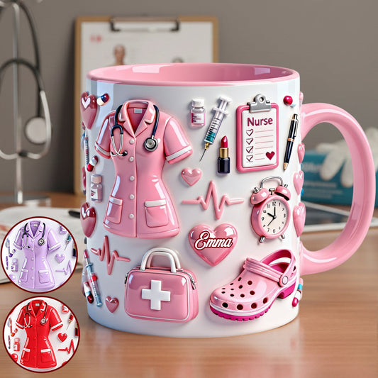 Vie d'infirmière - Mug et sous-verre personnalisés « Infirmière »