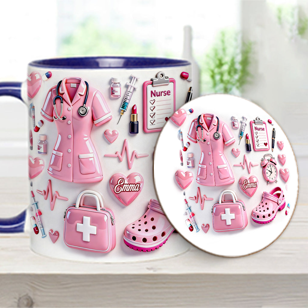 Vie d'infirmière - Mug et sous-verre personnalisés « Infirmière »