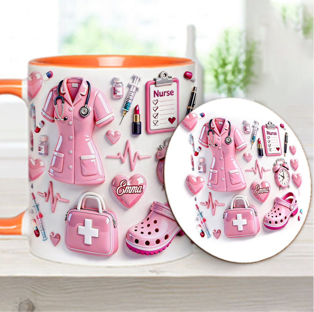 Vie d'infirmière - Mug et sous-verre personnalisés « Infirmière »