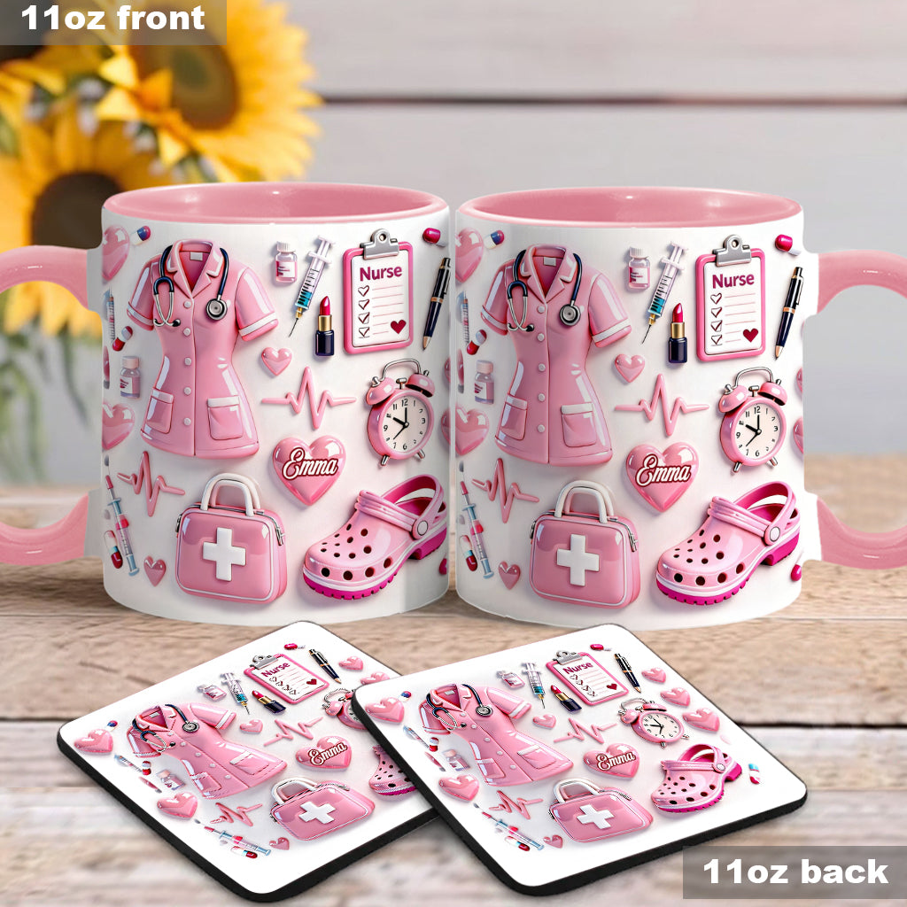 Vie d'infirmière - Mug et sous-verre personnalisés « Infirmière »