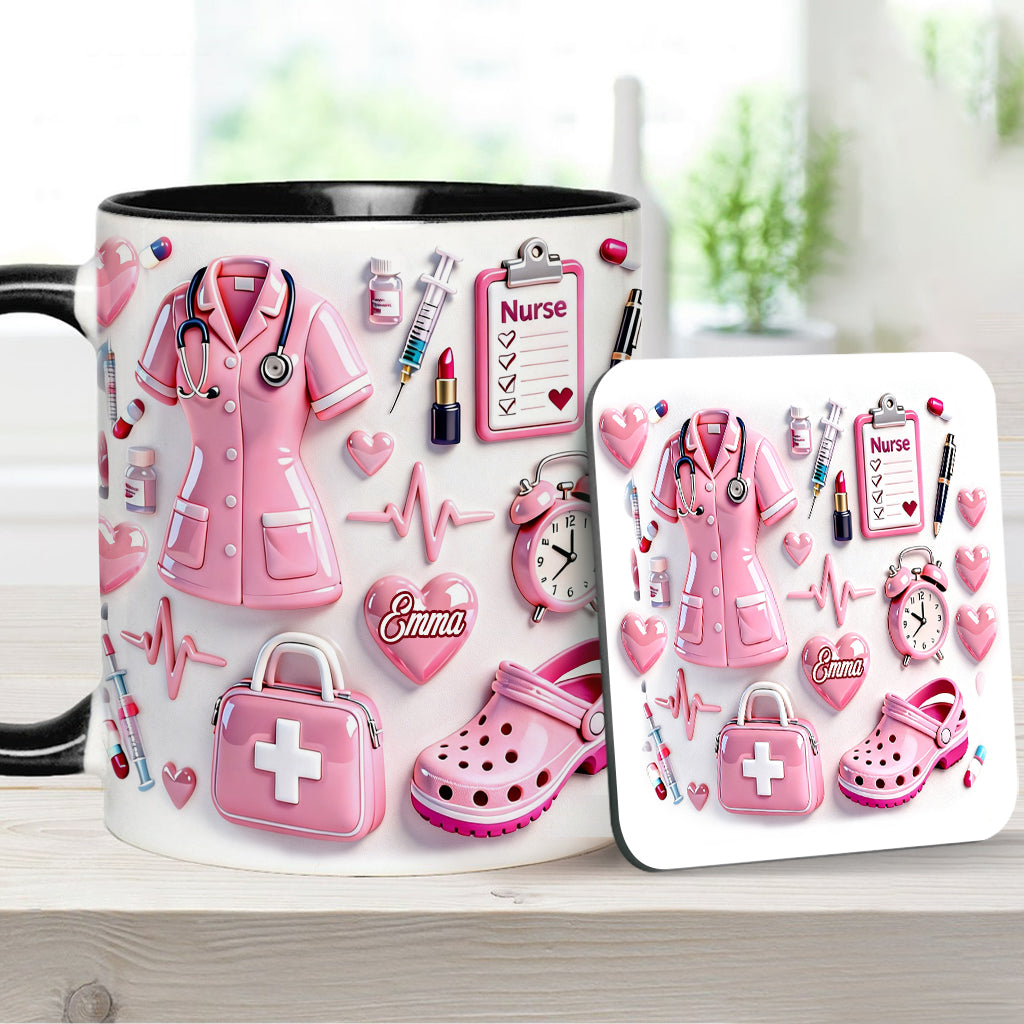 Vie d'infirmière - Mug et sous-verre personnalisés « Infirmière »