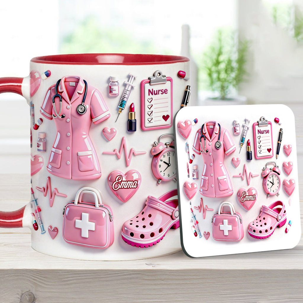 Vie d'infirmière - Mug et sous-verre personnalisés « Infirmière »