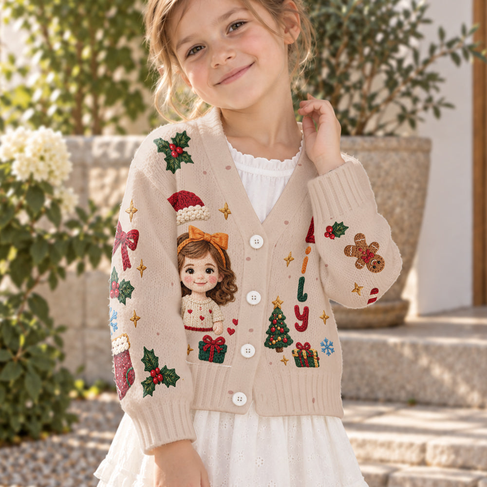 Custom Photo Cute Kid - Personalized Kid Cardigan Sweater